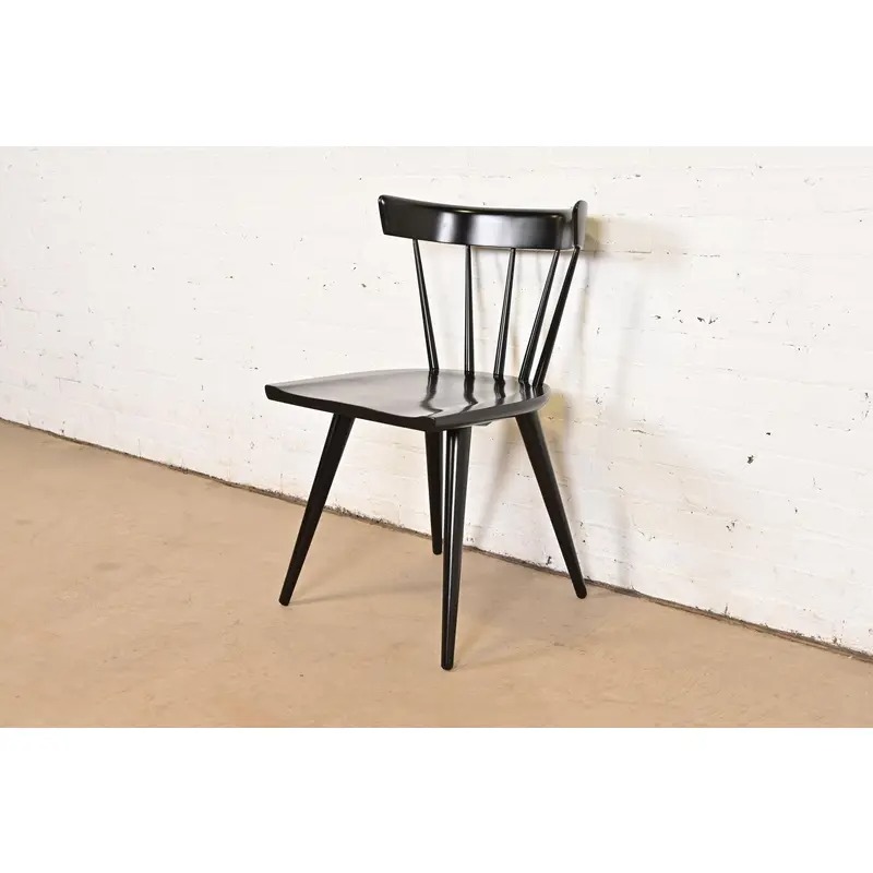 Paul McCobb Planner Group Mid-Century Modern Black Lacquered Spindle Back Dining Chair, Newly Refinished - Image 4