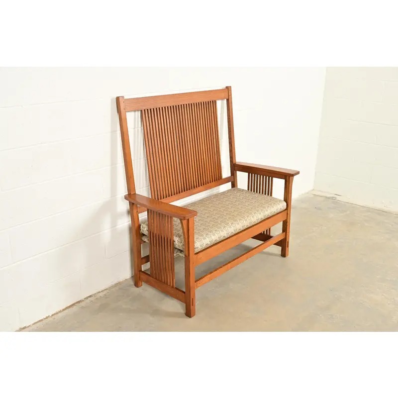 Stickley Mission Oak Arts & Crafts Spindle Bench or Settee - Image 4