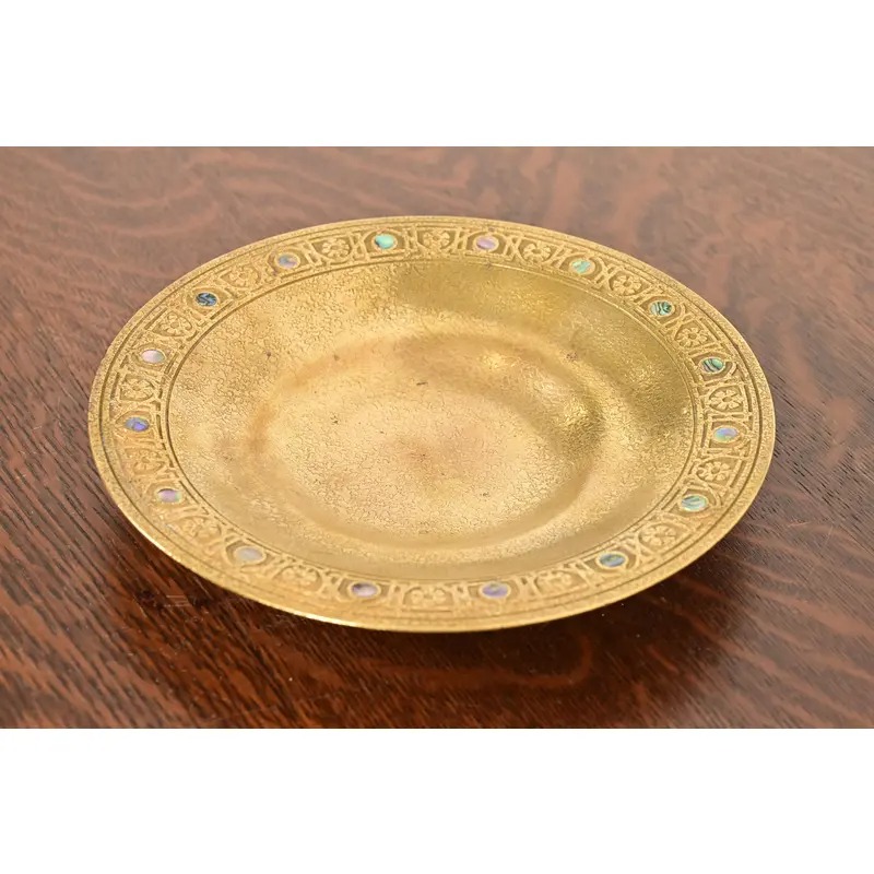 Tiffany Studios New York Bronze Doré Bowl With Abalone Inlay - Image 4