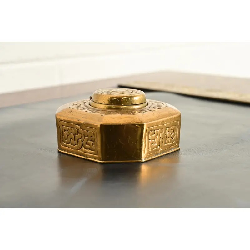 Tiffany Studios New York Zodiac Bronze Doré Inkwell - Image 4