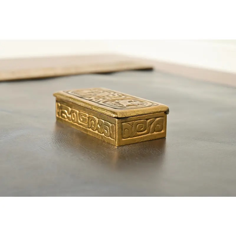 Tiffany Studios New York Zodiac Bronze Doré Stamp Box - Image 4