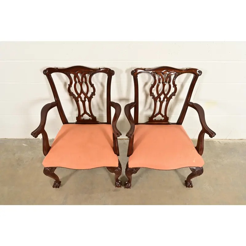 Baker Furniture Chippendale Carved Mahogany Armchairs, Pair - Image 5