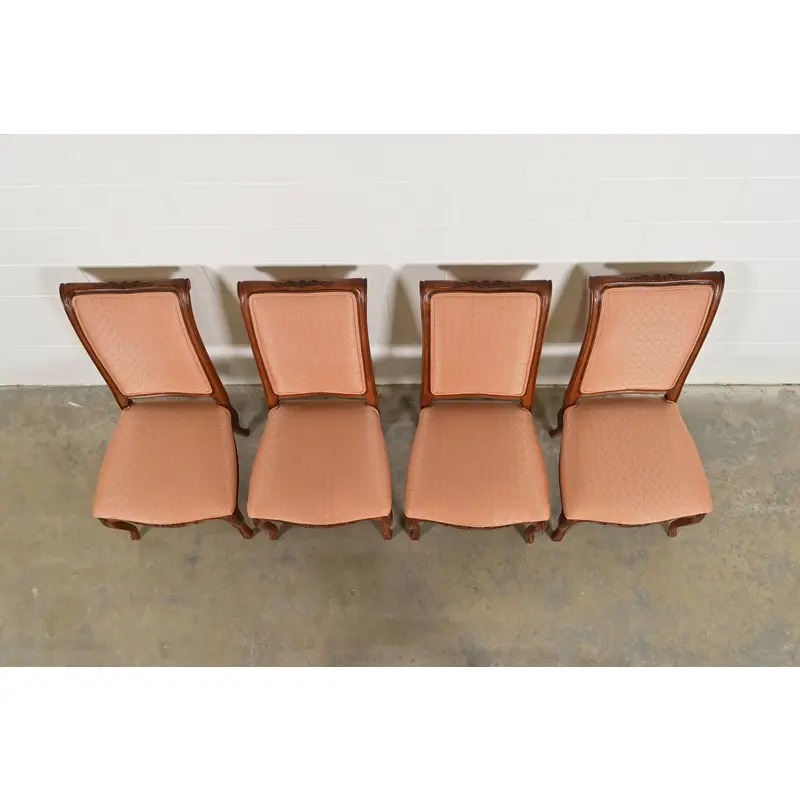 Baker Furniture French Provincial Louis XV Carved Walnut Dining Chairs, Set of Four - Image 5