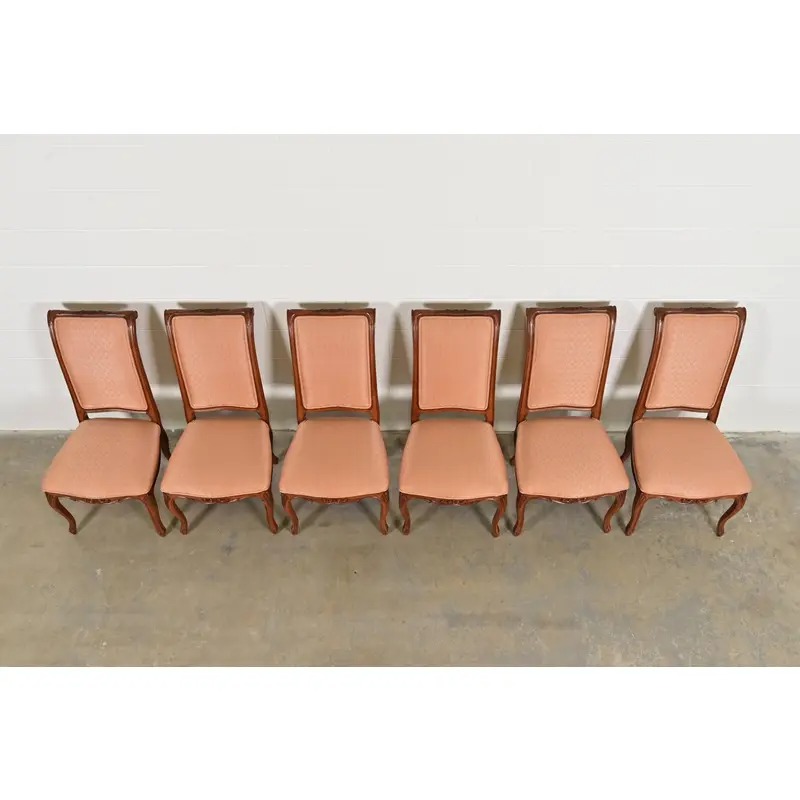 Baker Furniture French Provincial Louis XV Carved Walnut Dining Chairs, Set of Six - Image 5