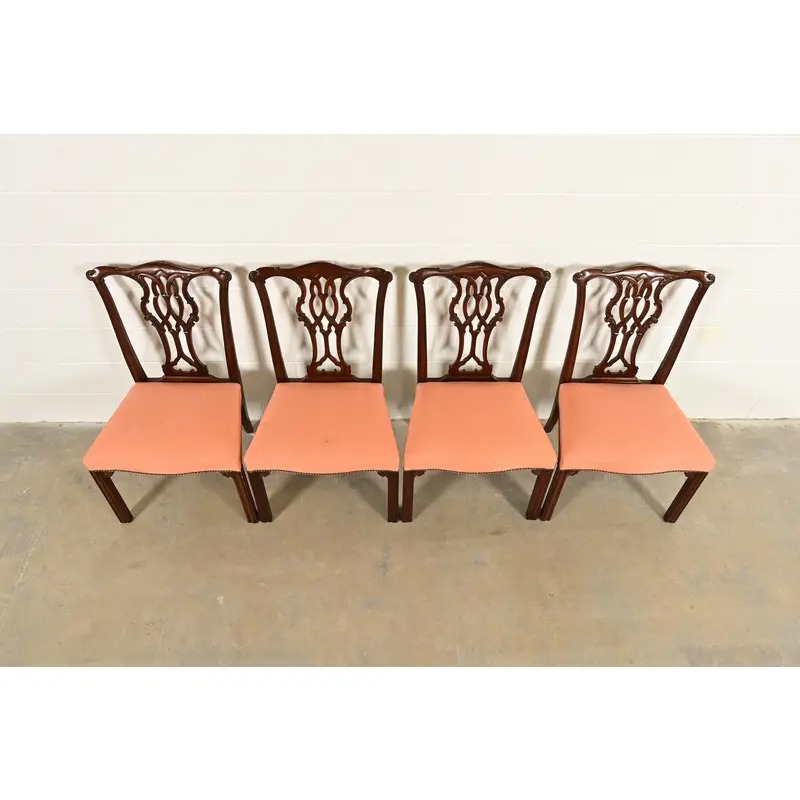Baker Furniture Georgian Carved Mahogany Dining Chairs, Set of Four - Image 5