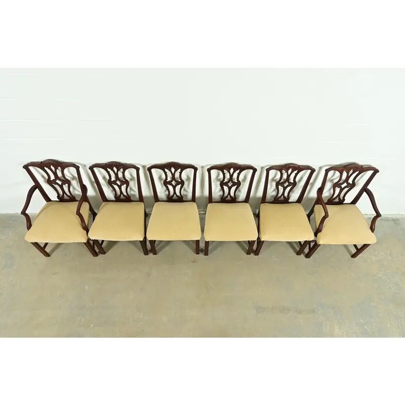 Baker Furniture Style Georgian Carved Mahogany Dining Chairs, Set of Six - Image 5