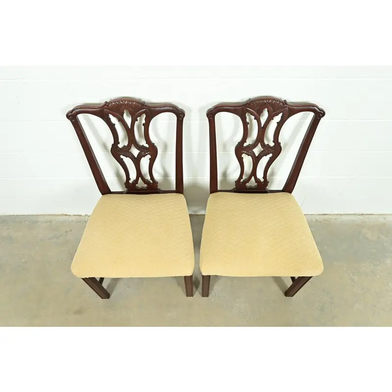 Baker Furniture Style Georgian Carved Mahogany Side Chairs or Dining Chairs, Pair - Image 5