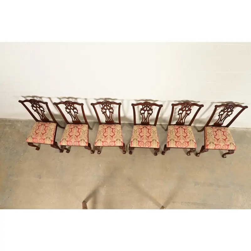Ethan Allen Chippendale Carved Mahogany Dining Chairs, Set of Six - Image 5