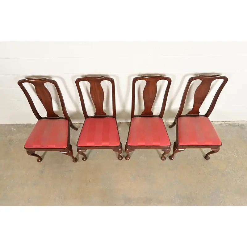Henkel Harris Queen Anne Solid Mahogany Dining Chairs, Set of Four - Image 5