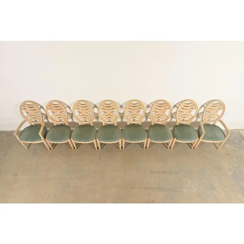 Henredon Modern Art Deco Carved Oak Dining Chairs, Set of Eight - Image 5