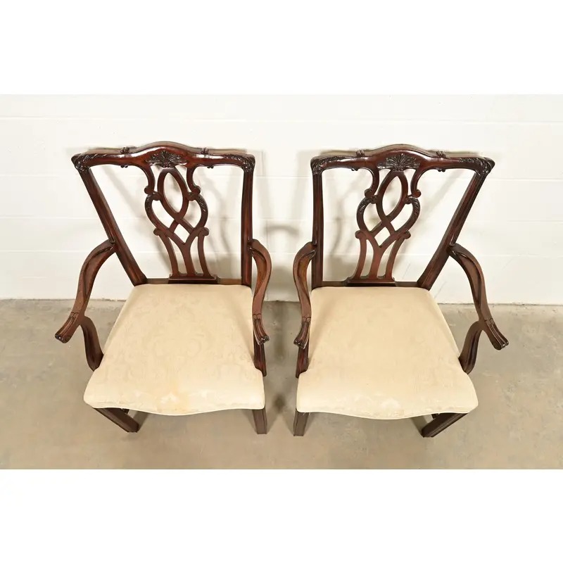 Kindel Furniture Georgian Carved Mahogany Armchairs, Pair - Image 5