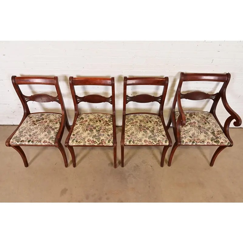 Kindel Furniture Style Regency Carved Mahogany Dining Chairs, Set of Four - Image 5
