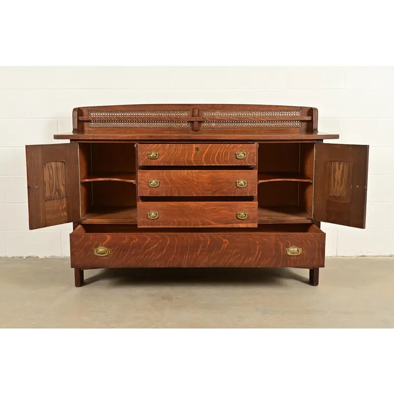 Lifetime Furniture Antique Mission Oak Arts & Crafts Sideboard, Circa 1910 - Image 5