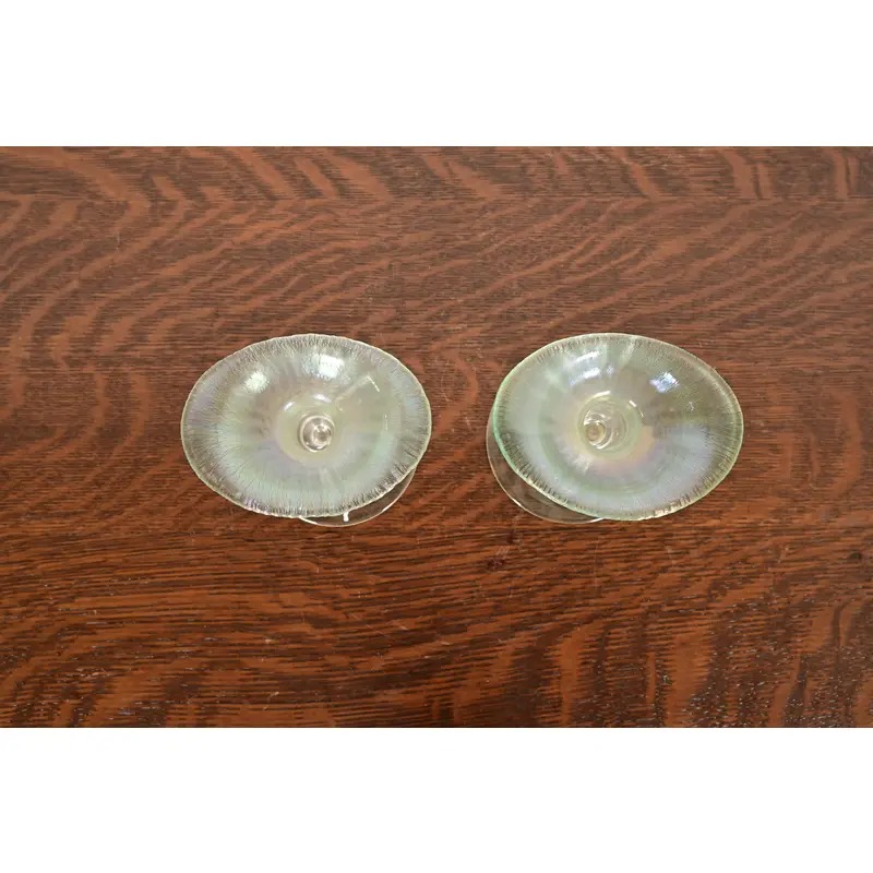 Louis Comfort Tiffany Favrile Pastel Iridescent Art Glass Candlesticks, Pair - Image 5