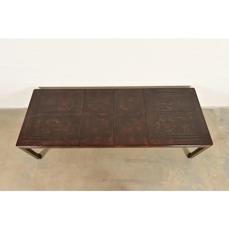 Mario Buatta for John Widdicomb Hollywood Regency Chinoiserie Faux Tortoise Shell Extension Dining Table, Circa 1970s - Image 5