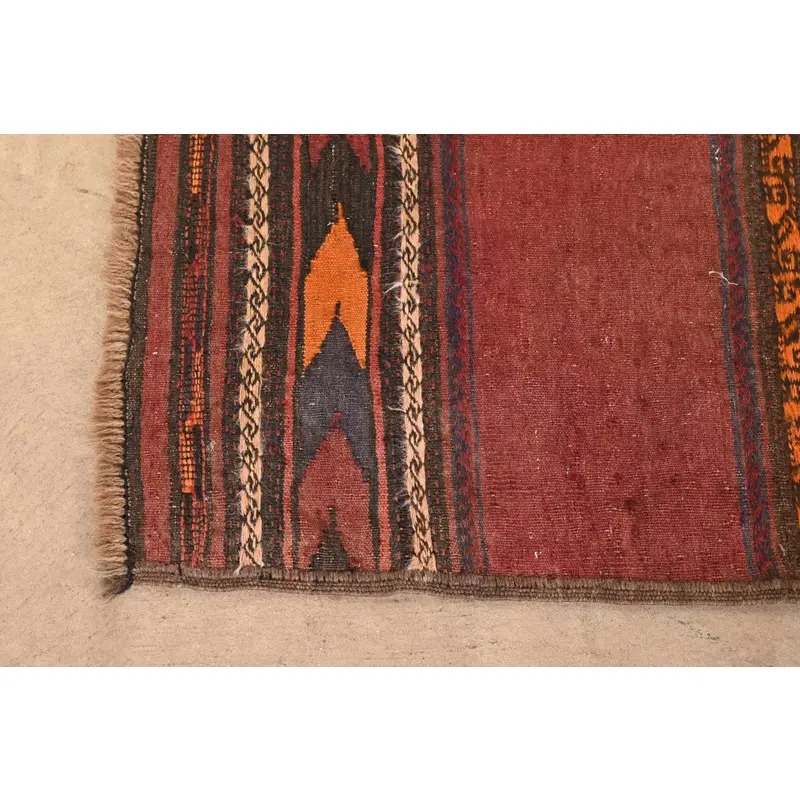Mid-Century Modern Hand-Woven Afghan Kilim Flat Weave Runner Rug - Image 5