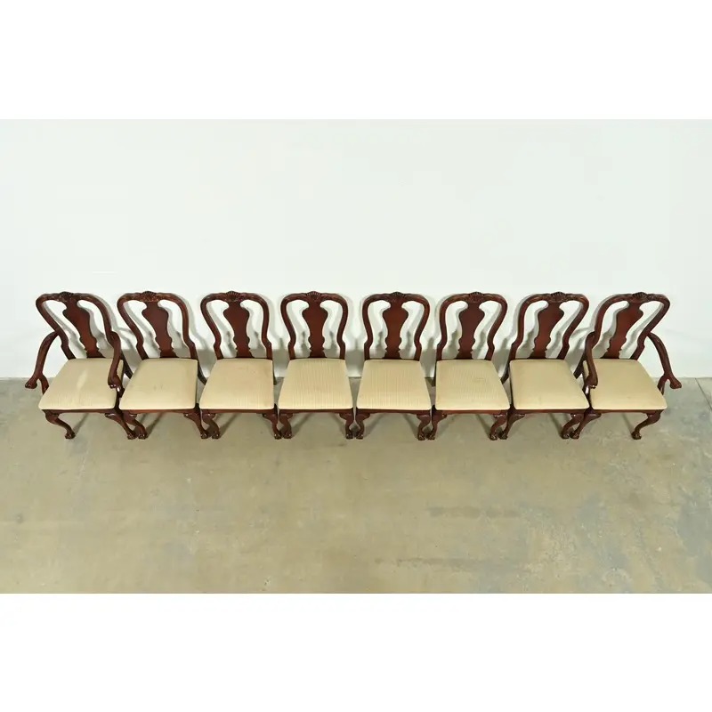 Thomasville Chippendale Carved Cherry Wood Dining Chairs, Set of Eight - Image 5
