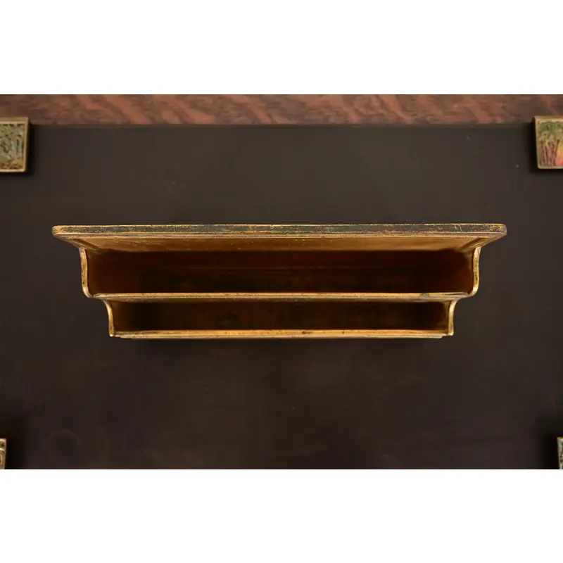 Tiffany Studios New York Bookmark Pattern Bronze Doré and Enamel Letter Rack - Image 5