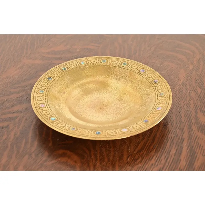 Tiffany Studios New York Bronze Doré Bowl With Abalone Inlay - Image 5