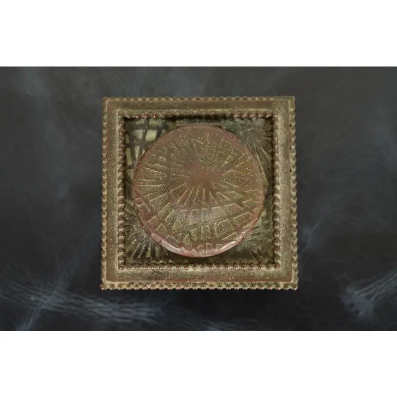 Tiffany Studios New York Pine Needle Bronze and Favrile Slag Glass Inkwell, Circa 1910 - Image 5