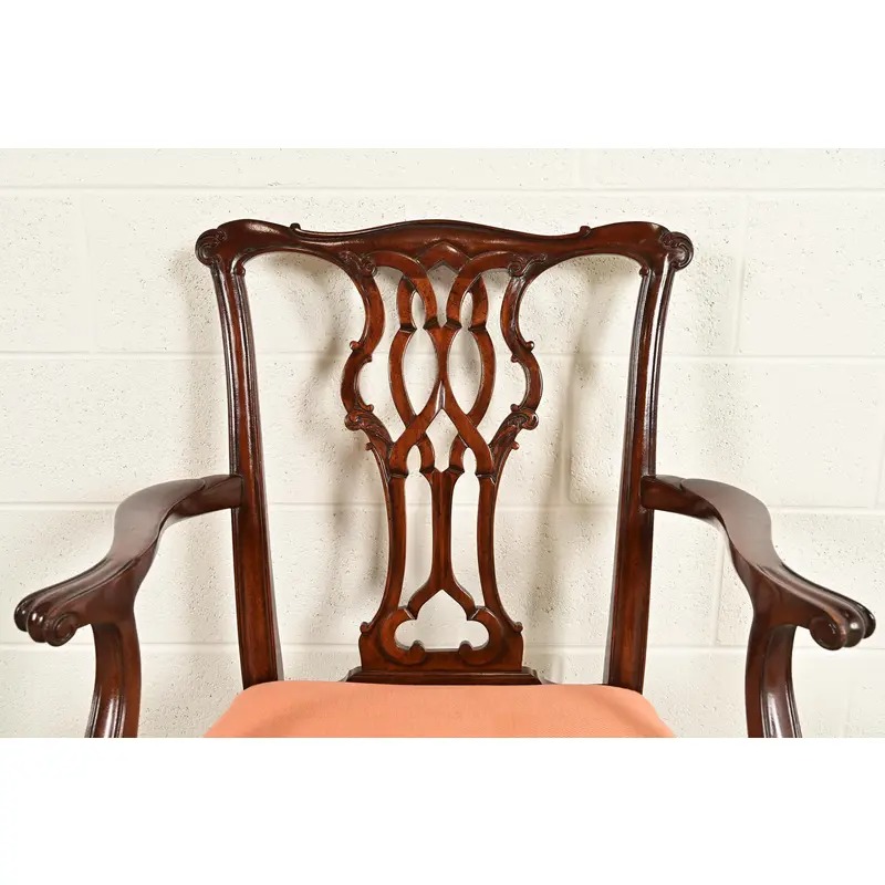 Baker Furniture Chippendale Carved Mahogany Armchairs, Pair - Image 6