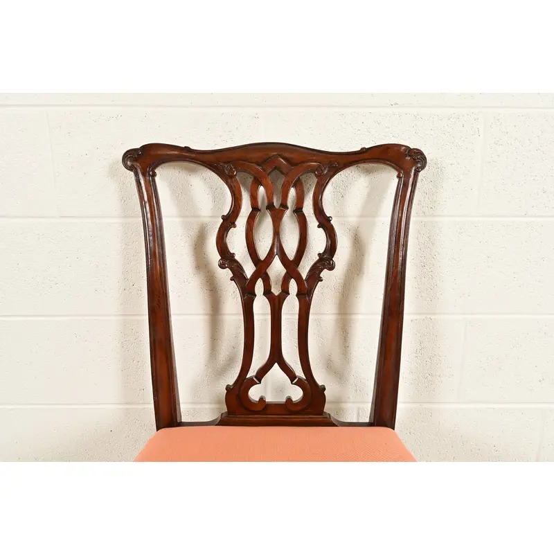 Baker Furniture Georgian Carved Mahogany Side Chairs or Dining Chairs, Pair - Image 6