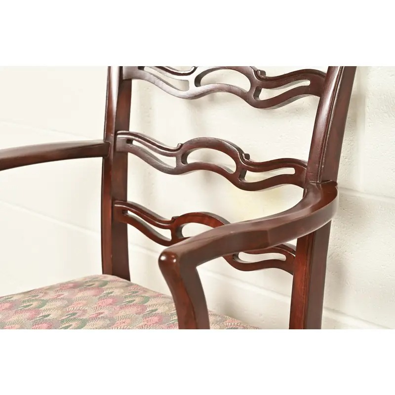 Baker Furniture Style Georgian Carved Mahogany Armchair - Image 6