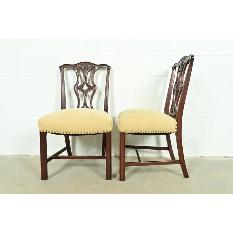 Baker Furniture Style Georgian Carved Mahogany Dining Chairs, Set of Six - Image 6