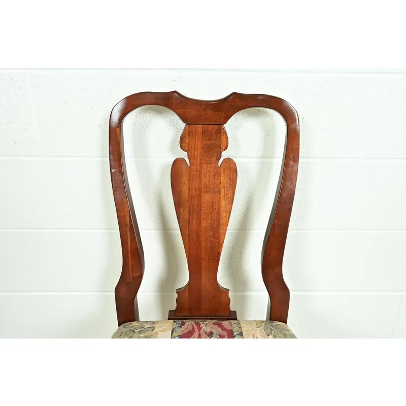 Baker Furniture Style Queen Anne Solid Cherry Wood Dining Chairs, Set of Six - Image 6
