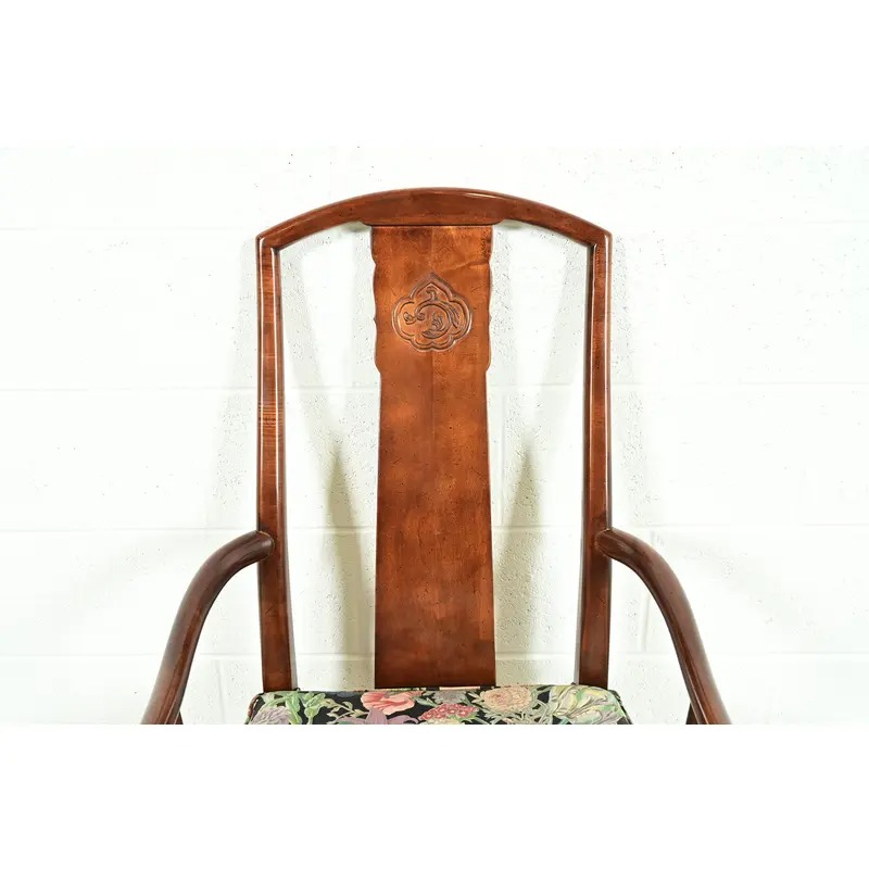 Henredon Hollywood Regency Chinoiserie Sculpted Mahogany Armchairs, Pair - Image 6