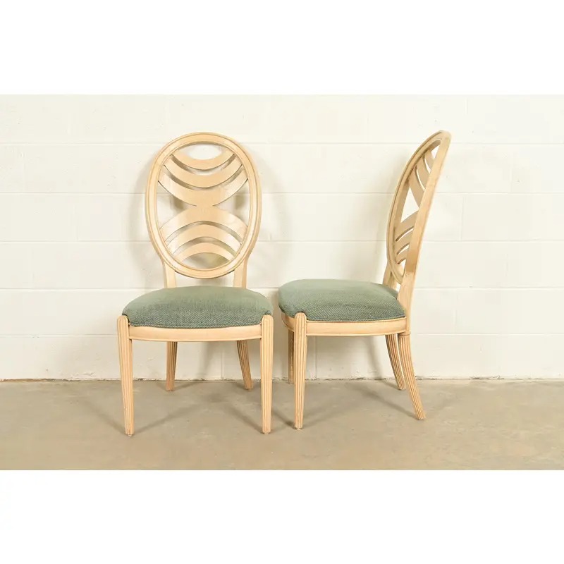 Henredon Modern Art Deco Carved Oak Dining Chairs, Set of Eight - Image 6