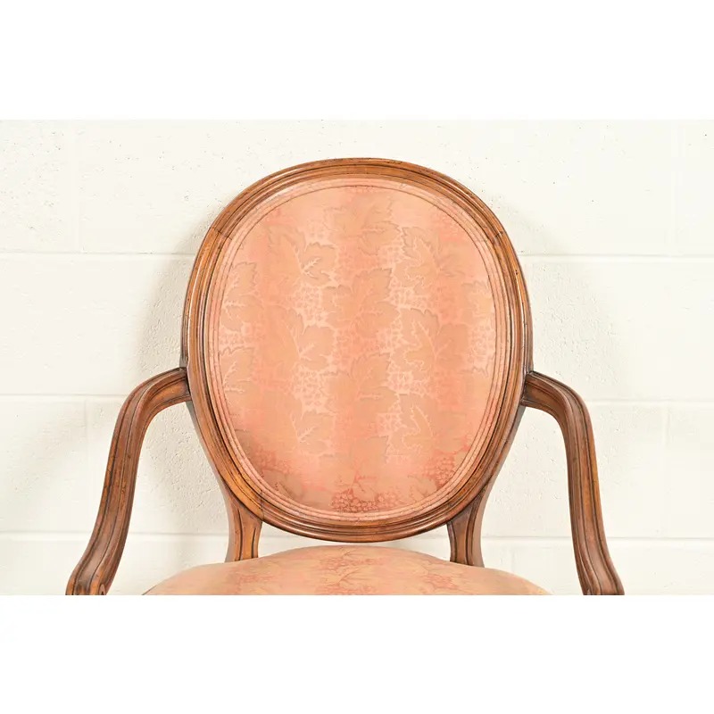 Karges French Regency Louis XVI Carved Walnut Armchairs, Pair - Image 6