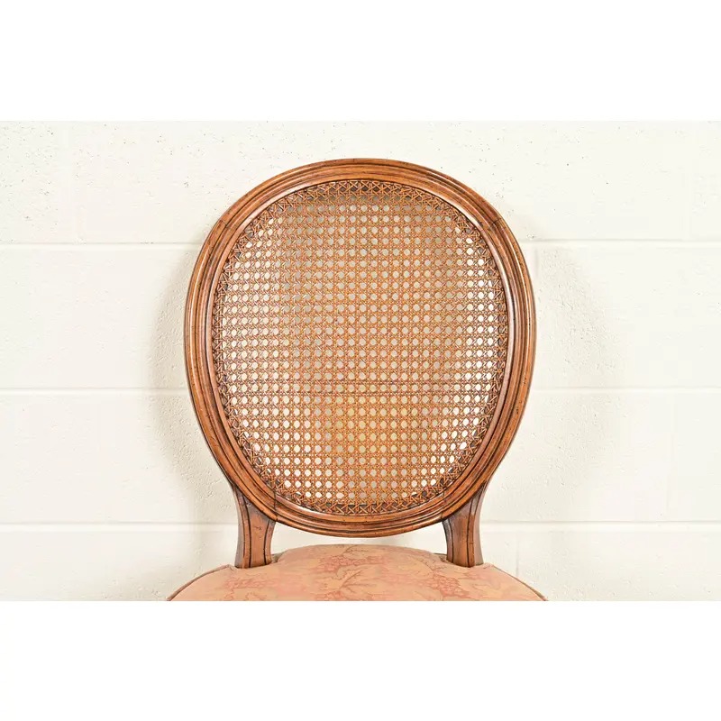 Karges French Regency Louis XVI Carved Walnut Cane Back Side Chairs or Dining Chairs, Pair - Image 6
