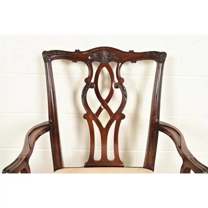 Kindel Furniture Georgian Carved Mahogany Armchairs, Pair - Image 6
