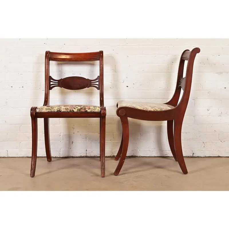Kindel Furniture Style Regency Carved Mahogany Dining Chairs, Set of Four - Image 6