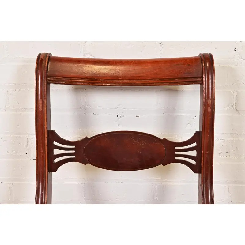 Kindel Furniture Style Regency Carved Mahogany Side Chairs or Dining Chairs, Set of Three - Image 6