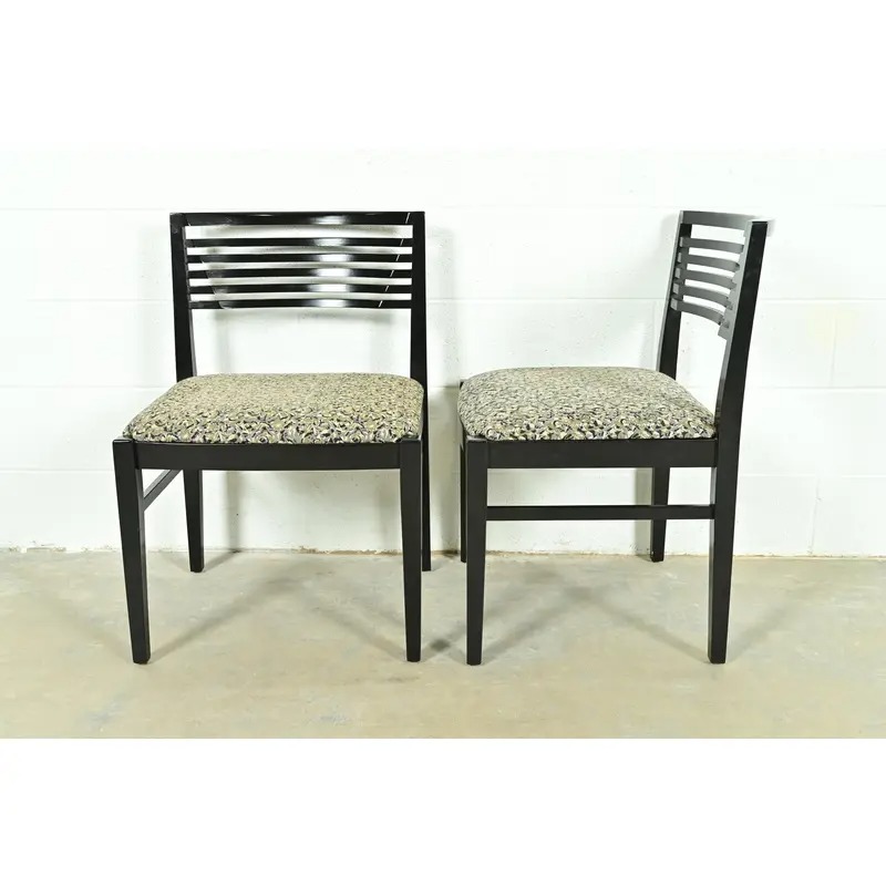 Knoll Postmodern Black Lacquered Ricchio Dining Chairs, Set of Eight - Image 6