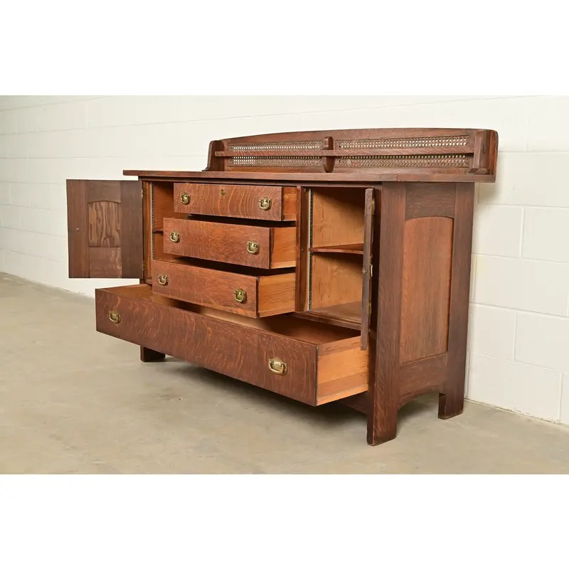 Lifetime Furniture Antique Mission Oak Arts & Crafts Sideboard, Circa 1910 - Image 6