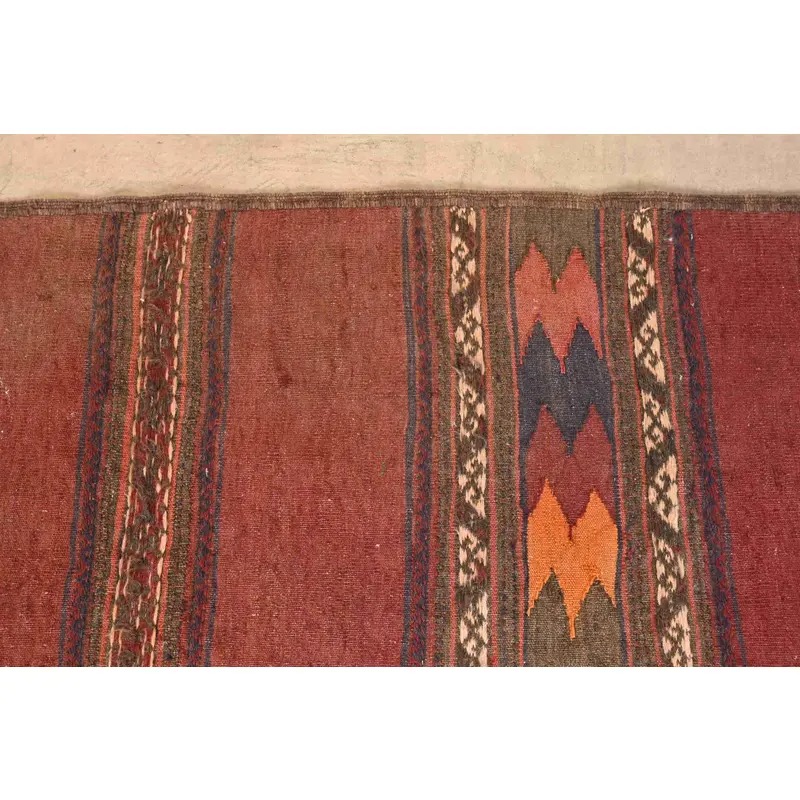 Mid-Century Modern Hand-Woven Afghan Kilim Flat Weave Runner Rug - Image 6