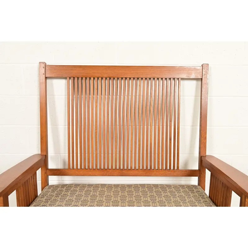 Stickley Mission Oak Arts & Crafts Spindle Benches or Settees, Pair - Image 6