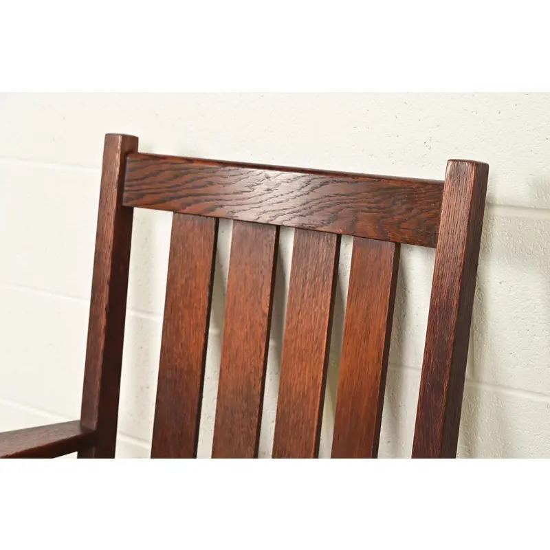 Stickley Style Antique Mission Oak Arts & Crafts Rocking Chair, Circa 1910 - Image 6