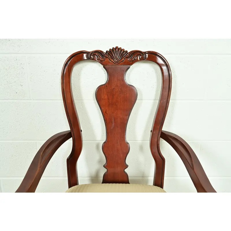 Thomasville Chippendale Carved Cherry Wood Armchairs, Pair - Image 6