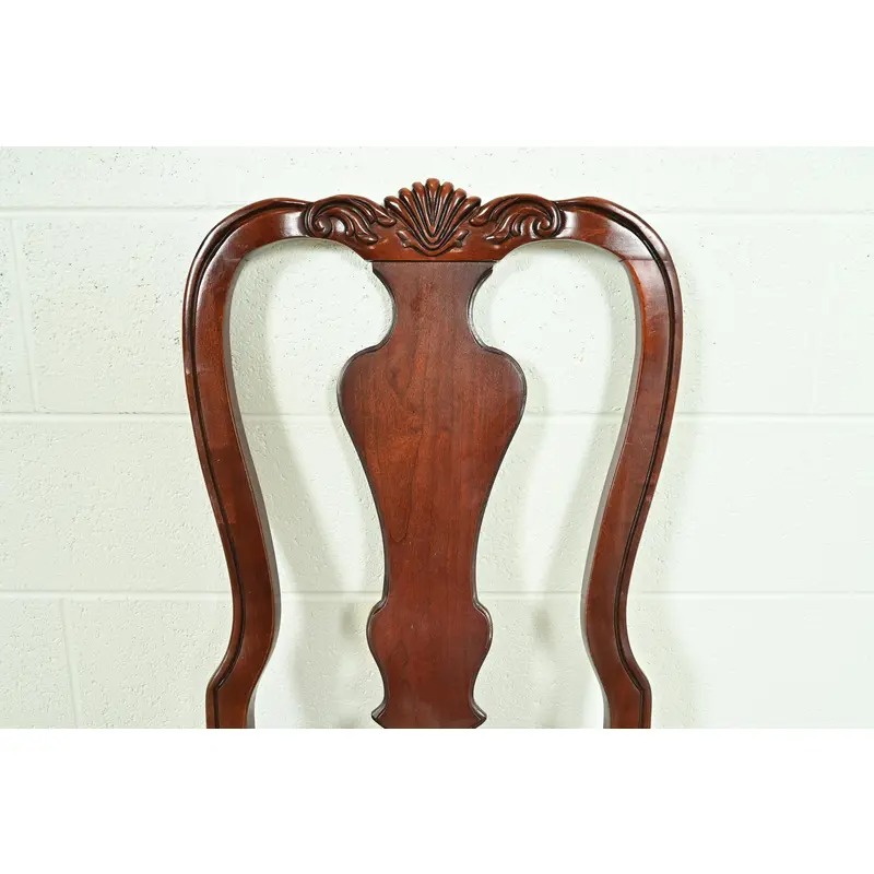 Thomasville Chippendale Carved Cherry Wood Side Chairs or Dining Chairs, Pair - Image 6