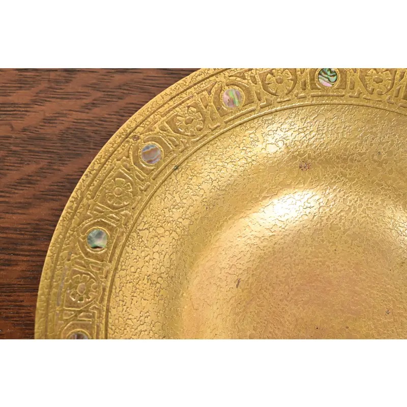 Tiffany Studios New York Bronze Doré Bowl With Abalone Inlay - Image 6