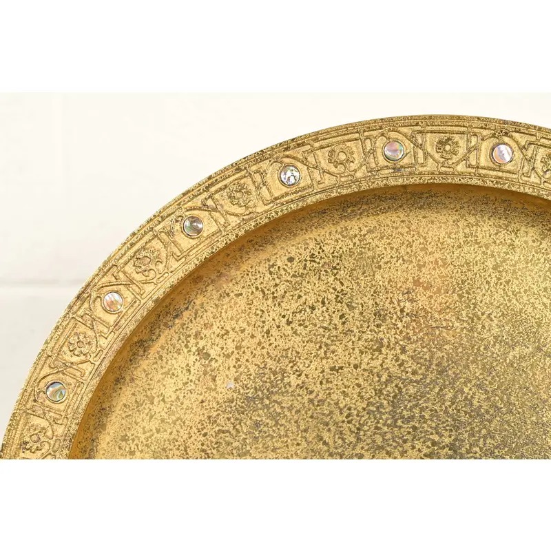 Tiffany Studios New York Bronze Doré Large Tray With Abalone Inlay - Image 6