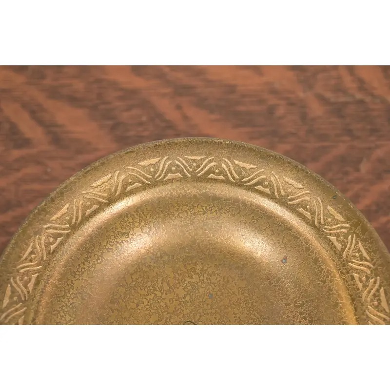 Tiffany Studios New York Bronze Doré Pedestal Bowl or Compote Dish With Decorative Border - Image 6