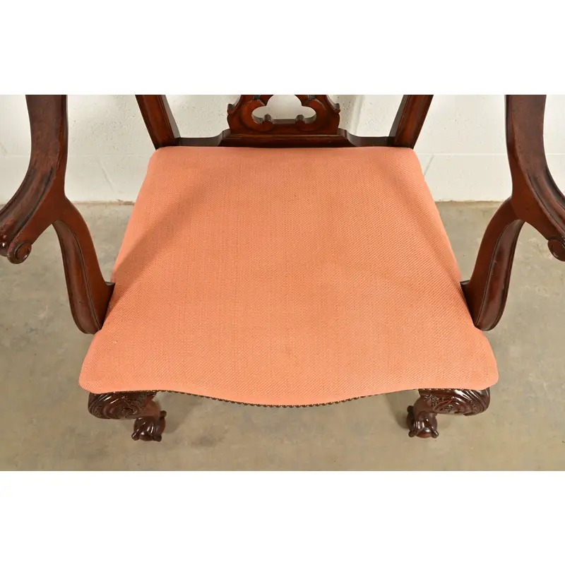 Baker Furniture Chippendale Carved Mahogany Armchairs, Pair - Image 7