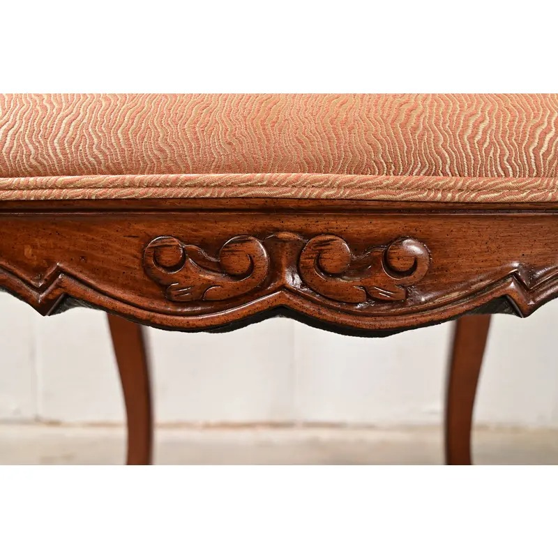 Baker Furniture French Provincial Louis XV Carved Walnut Side Chairs or Dining Chairs, Pair - Image 7
