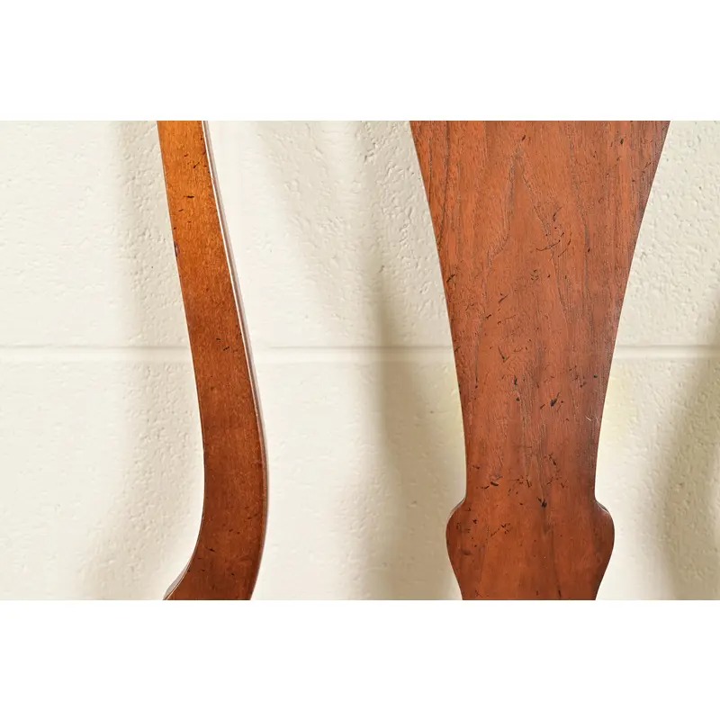 Baker Furniture Queen Anne Carved Walnut Side Chairs or Dining Chairs, Pair - Image 7