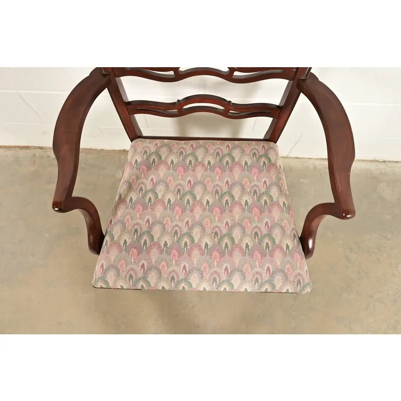 Baker Furniture Style Georgian Carved Mahogany Armchair - Image 7